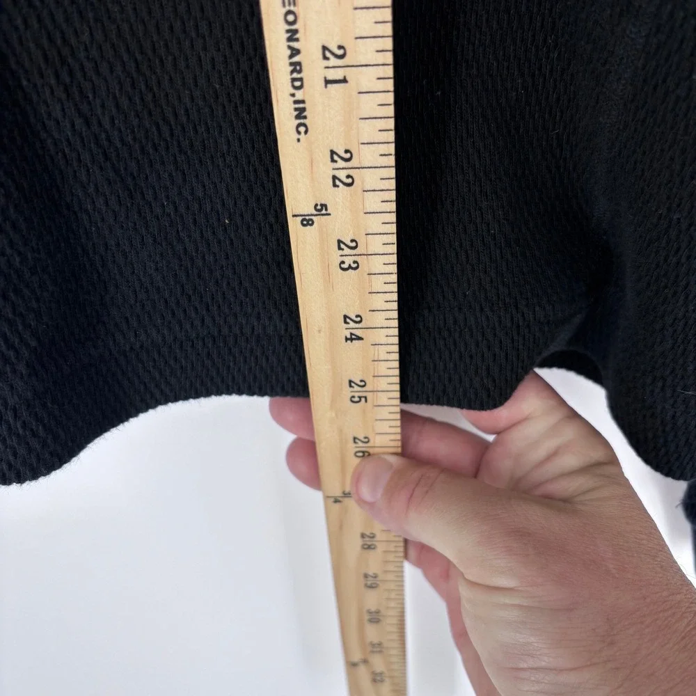 John Elliott Folsom Thermal Waffle Knit Sweatshirt‎ Mens 1 Small Black Raglan
